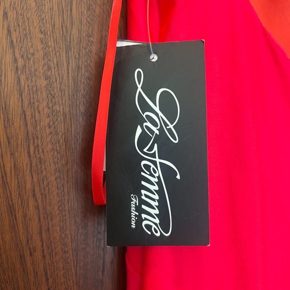 La Femme Prom 30665 Neon Coral Size 6 - Picture 7 of 15